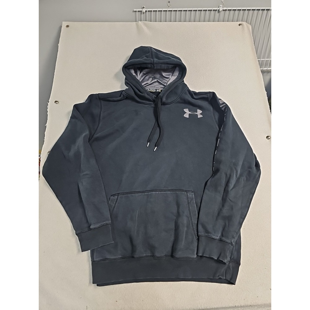 Men's Under Armour Pullover Kangaroo Pouch Hoodie Black Size XXL knit Cotton
